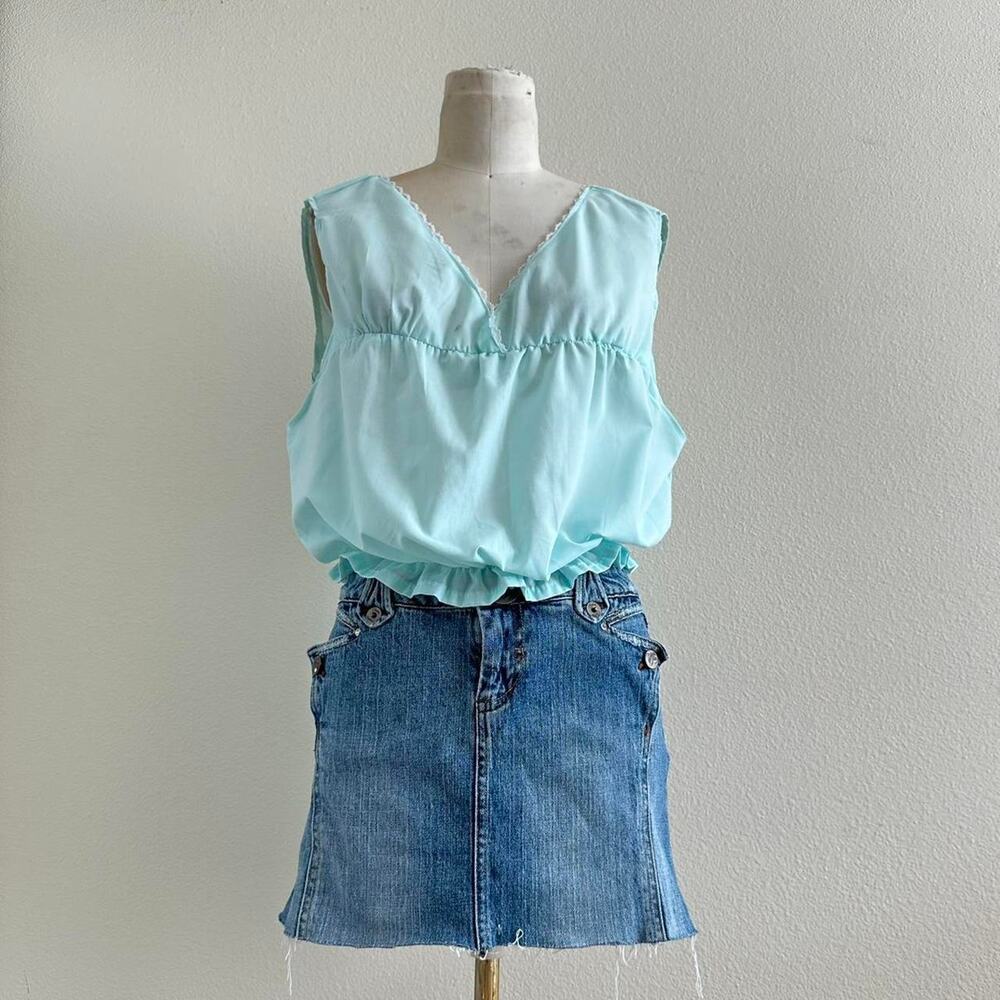 handmade light blue cotton tank